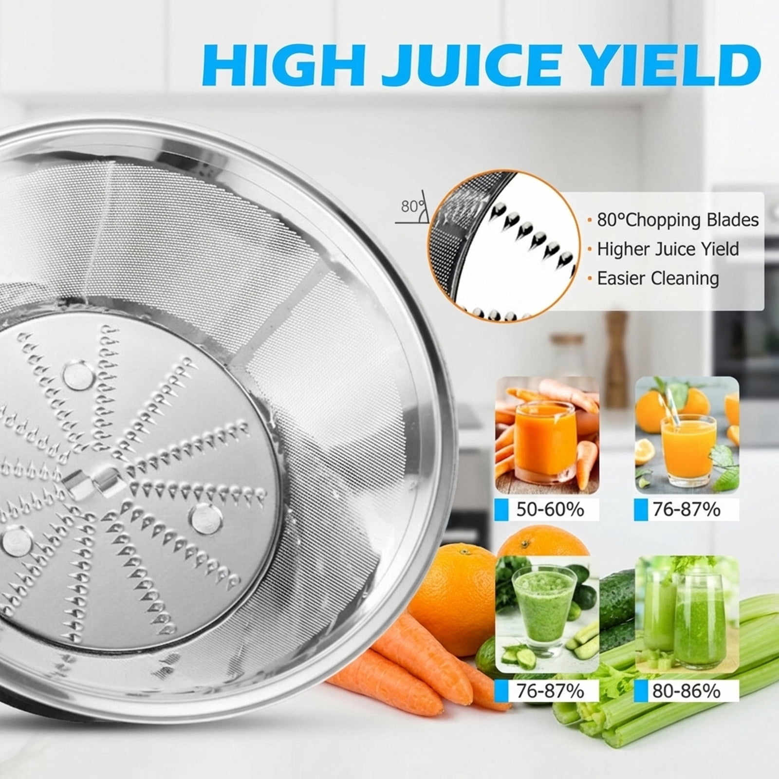 RUIE Juicer Machine,400W Centrifugal Juice Extractor with 2.5 Inch Wide Chute and Dual Speed,Anti-Drip Design,Non-Slip Pads,Juicer for Fruits Vegetables Home Kitchen