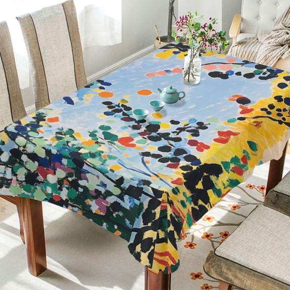 Yayeee Tablecloths for Rectangular Tables 54 x 54 inch Party Table Cover, Colorful Leaves