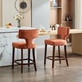 thumbnail image 3 of Set of 4 Mid Century Modern Counter Height Bar Stools, Farmhouse Linen Fabric Upholstered Accent Chair Curved Backrest with Copper Nails around,Kitchen Chairs with Hardwood Frame (Orange), 3 of 13