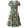 thumbnail image 1 of Femmes Été Mode Manches Courtes V Cou Vintage Noël Neige Imprimer Parti Swing Robe, 1 of 5