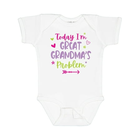 

Inktastic Child Funny Today Im Great Grandmas Problem Gift Baby Girl Bodysuit