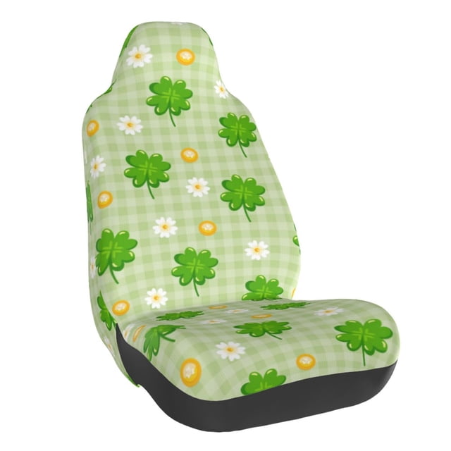 Wukai St Patrick's Day11 Full Set Car Seat Covers with Soft Padding Universal Auto Front Seats Protector and Cushion Mat