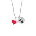 thumbnail image 2 of Delight Jewelry Silvertone Red Heart with Nurse Hat Silvertone Script Initial Disc - Y - Charm Necklace, 20"+3", 2 of 4