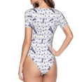 thumbnail image 4 of The Xecao Lavender Flowers Women's Crew Neck Body Suit, a short-sleeved bodysuit and basic swimsuit, both comfort and style for dating and daily life, 4 of 9