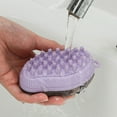 thumbnail image 2 of Pet Bath Brush Shampoo Dispenser Brush Pet Bath Brush Massage Mango Shape Silicone Soft and Reusable Shampoo Storage Dispenser Efficient Grooming Brush, 2 of 8
