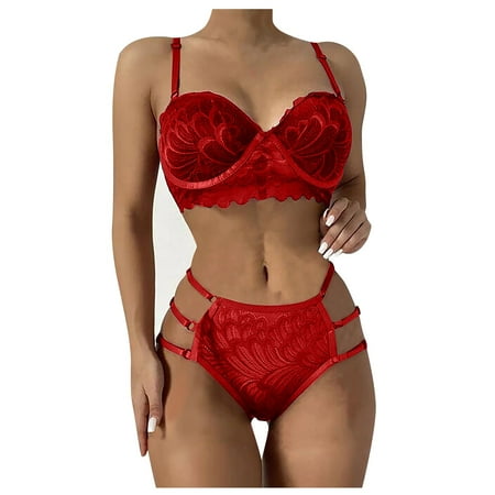 

RPVATI Sexy Lingerie Set for Women High Waisted Lace Bra and Panty Set Sexy Teddy Babydoll