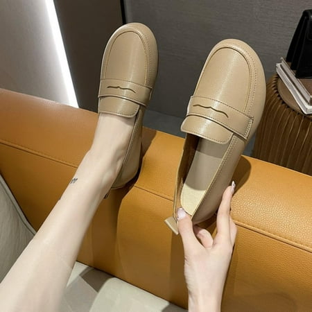 

Casual Shoes Womens Shoes Ethnic Style Small Leather Shoes Flat Round Toe Retro Loafers Single Shoes Casual Shoes