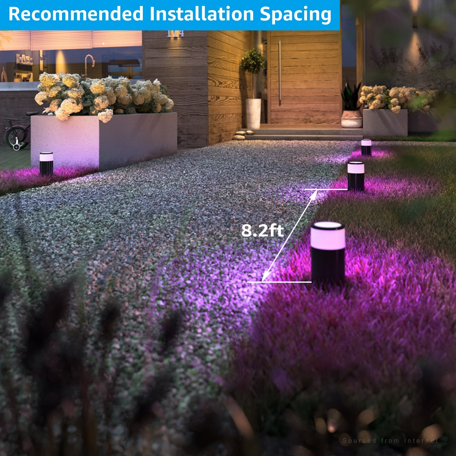 12 Pack LED Landscape Lighting, Low Voltage Walkway Lights, 7 Color Changing Outdoor Decor Light, RGBW