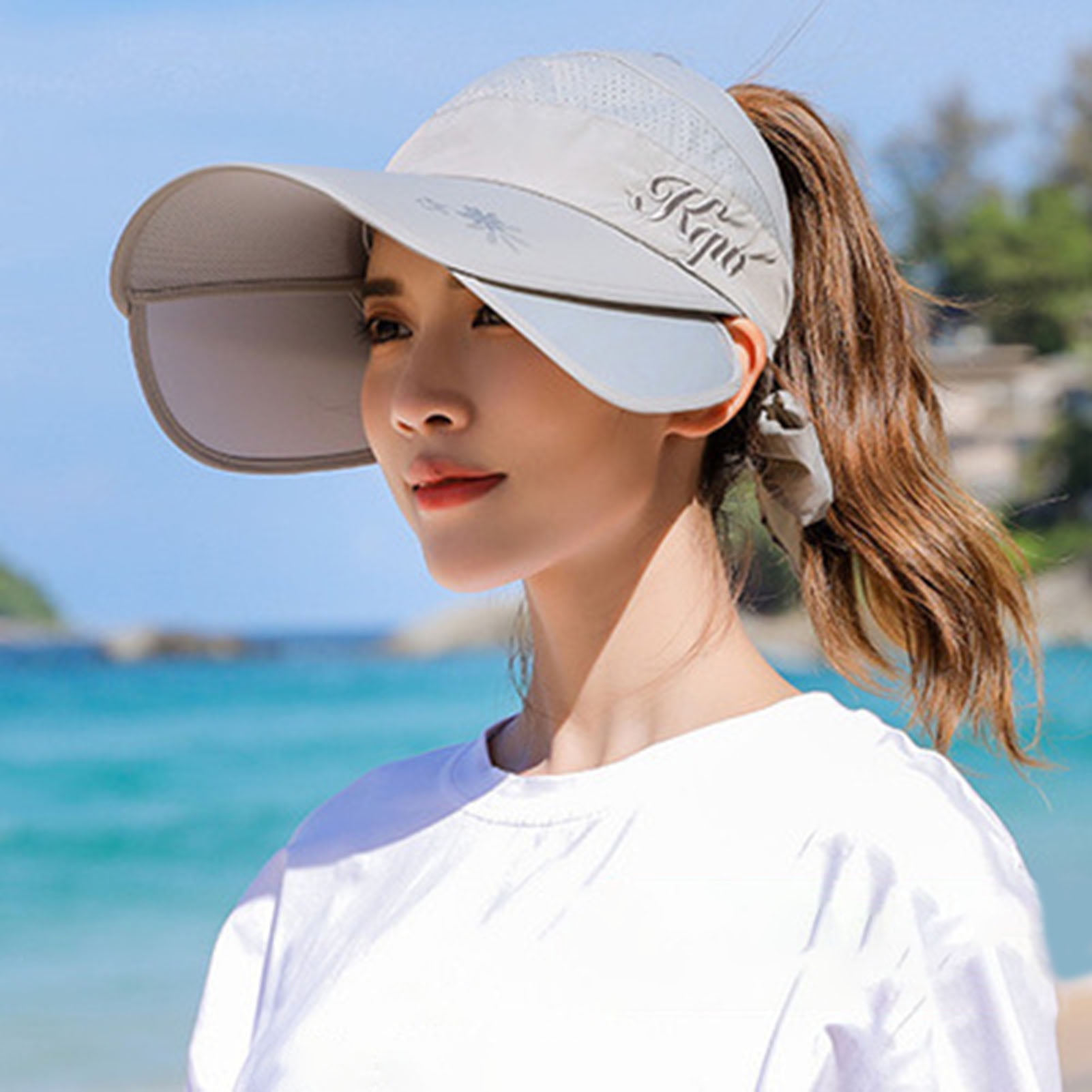 Wide Brim Visor Hat for Women Golf Visor Cap Sun Protection Hat for Beach  Garden Tennis Running Sunshade Hat 