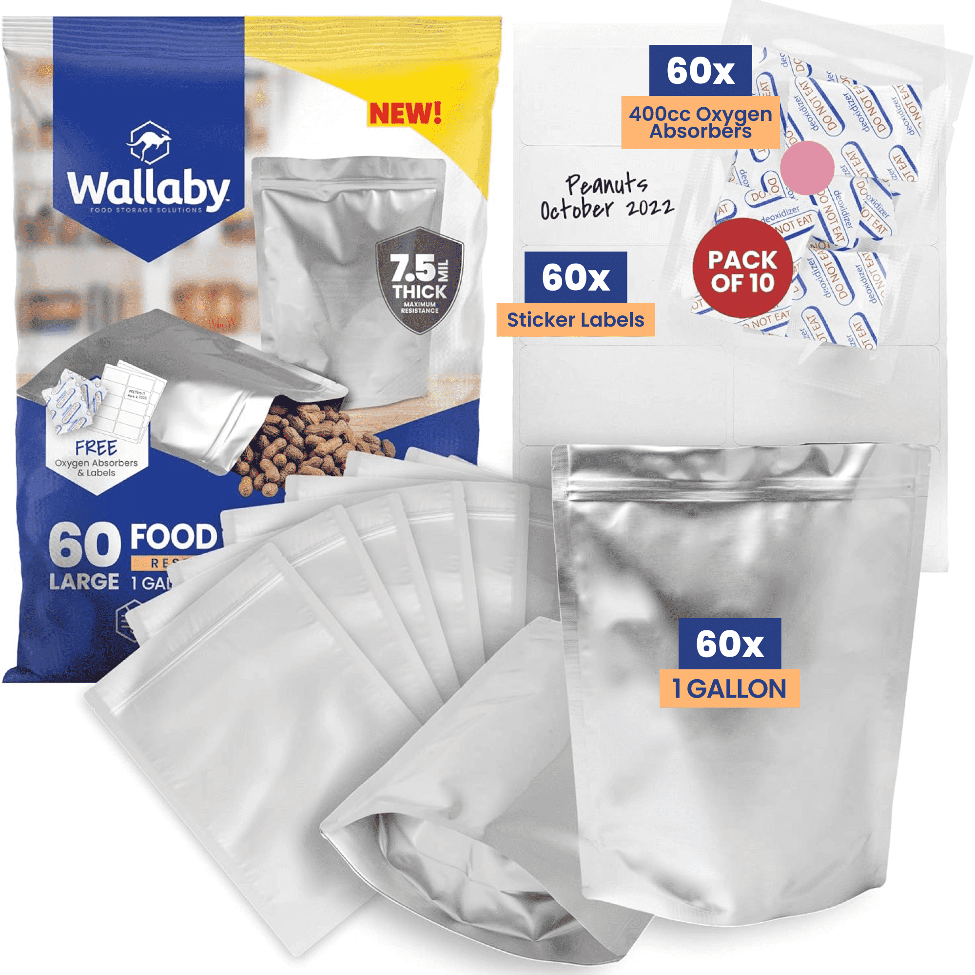 【新品未開封】Bil-Jac 3袋＋2袋 Ziploc, Freezer Bags, 2 gal, Grip 'n Seal, 10pk, 3x10 pack