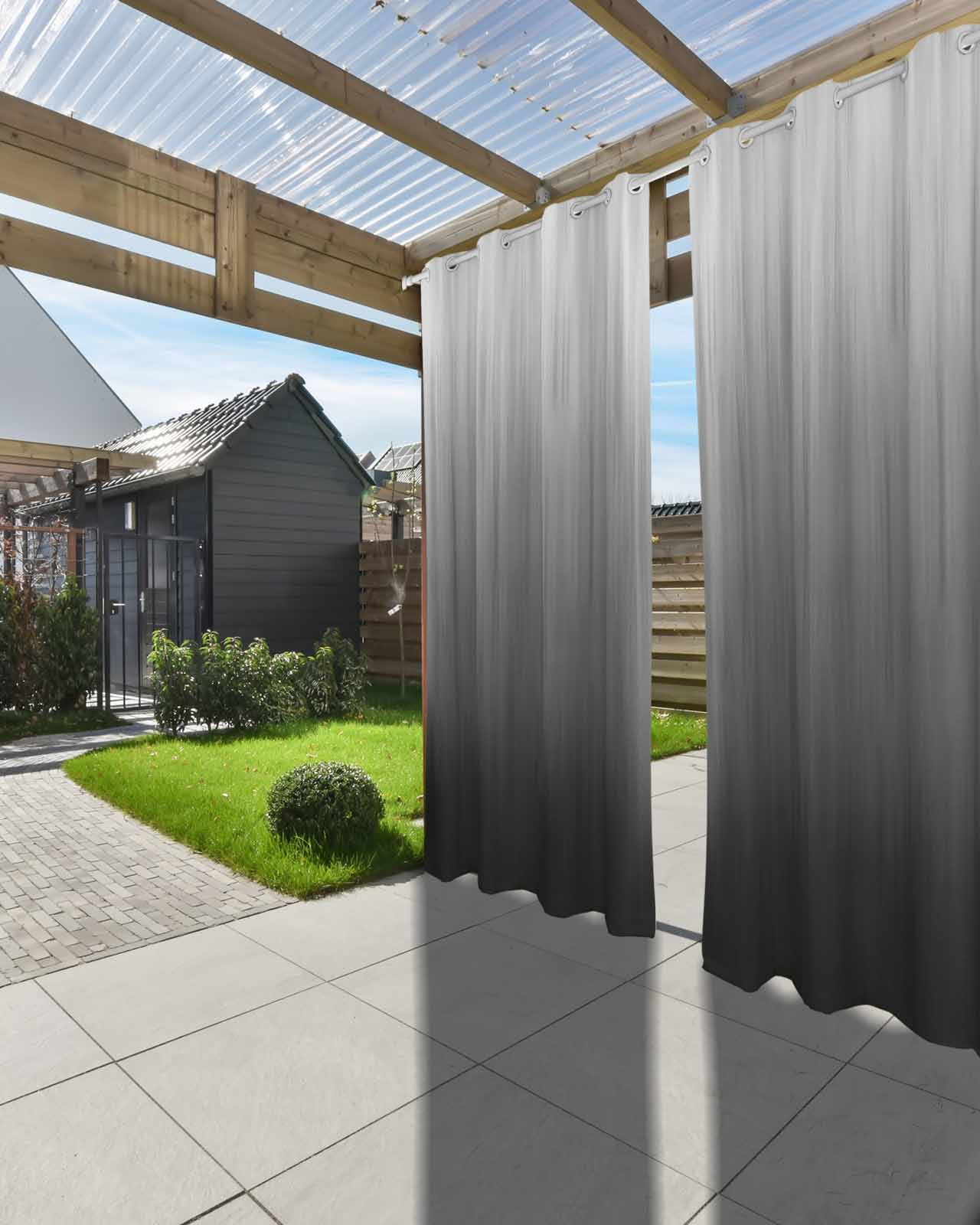 Grey Ombre Outdoor Curtains for Patio, Contemporary Gradient Abstract Art Privacy Drapes Grommet Waterproof Outside Curtains for Porch/Cabana/Balcony 54"x 108", 2 Panel
