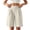 Beige, variant on CQONEPT Women's Casual Bermuda Shorts Elastic Waist Wide Leg Knee Length Summer Shorts with Pockets Beige L