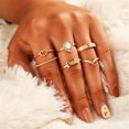 thumbnail image 5 of Juego de 6 anillos vintage con letras, anillo con corazón, anillo con pieza de corazón, anillos populares con gota, 5 of 5