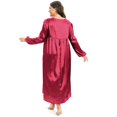 thumbnail image 6 of Women Plus Size Satin Nightgown Long Sleeve Lace Trim Lightweight Pajama Full Length Sleepwear XL-4XL, 6 of 10