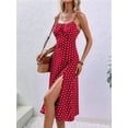 thumbnail image 6 of Women'S Floral Summer Dress Spaghetti Strap Midi Dress Backless Split Dress Vacation Beach Boho Dress Red XXL, 6 of 7