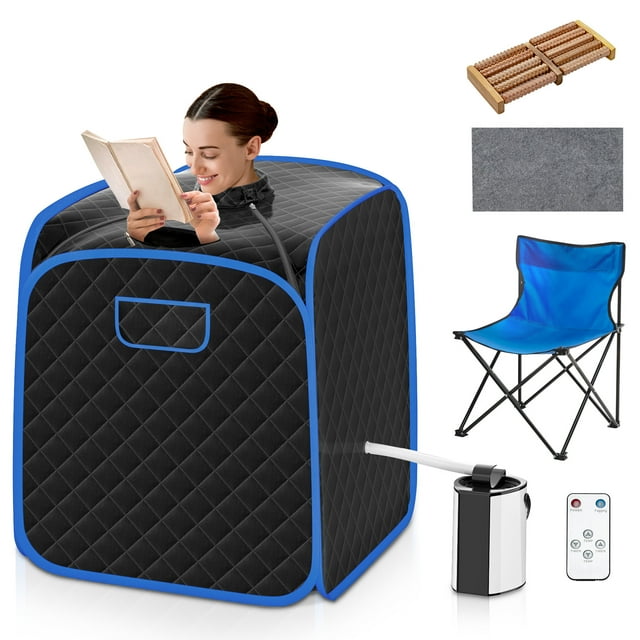 Costway Portable Steam Sauna w/ 9-gear Adjustable Temperature & Herbal Box Black