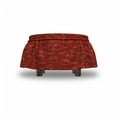 thumbnail image 4 of Asian Ottoman Cover, Far Eastern Folk Clouds Motif, 2 Piece Slipcover Set with Ruffle Skirt for Square Round Cube Footstool Decorative Home Accent, Standard Size, Vermilion Cream, by Ambesonne, 4 of 5