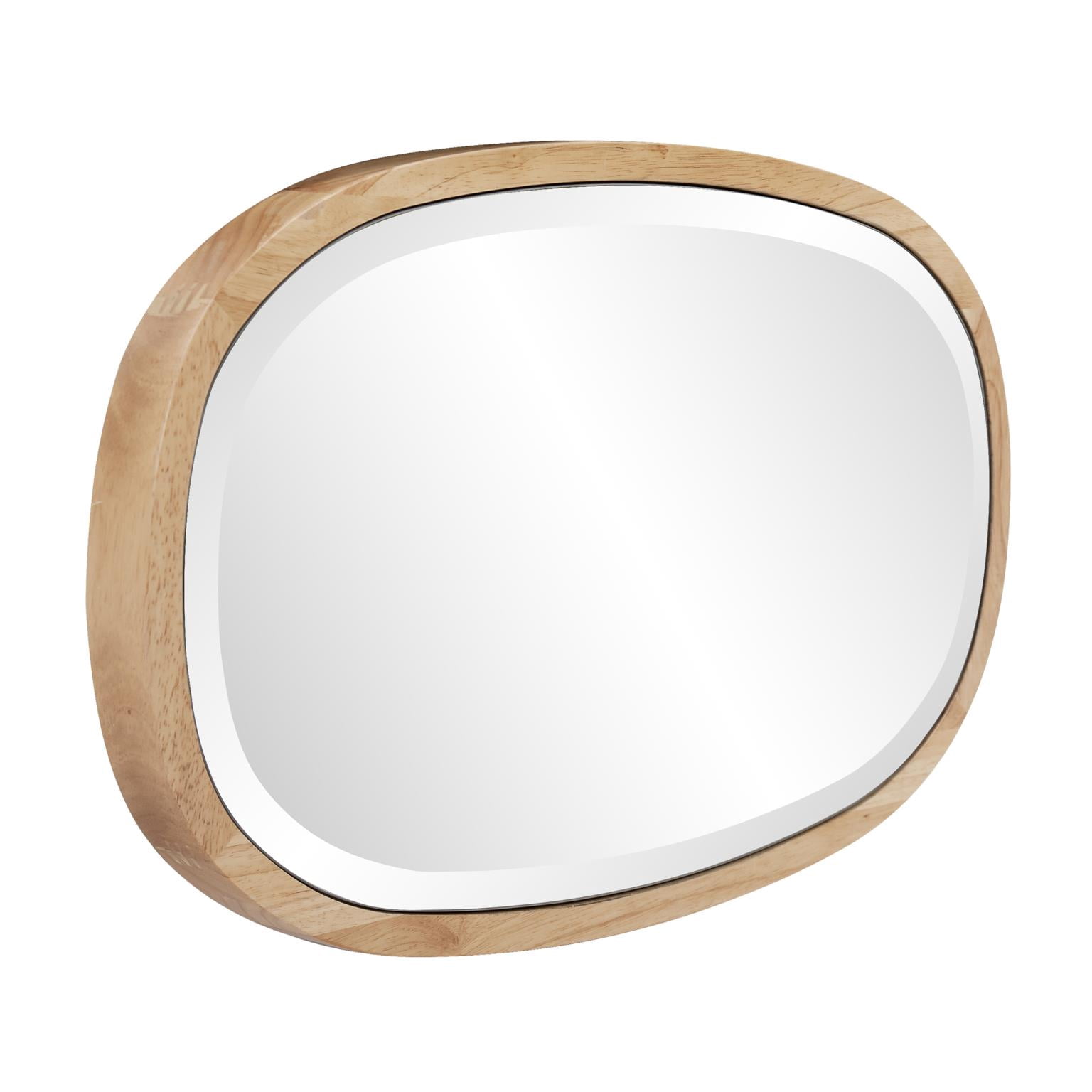 Tyler Dillon Oval Beveled Wall Mirror with Polished Wood Frame - 26"H x 15.75"W