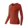 thumbnail image 2 of A2Y Women's Junior Slim Fit Solid Cotton Long Sleeve Crew Neck Top T-Shirt Dark Rust XL, 2 of 5