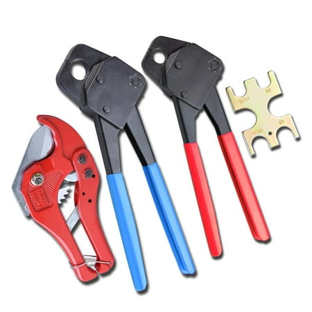- 1/2 and 3/4 Pex Crimper & Cutter for Crimp Tool Clamp Tubing Plumbing Gonogo Gauge