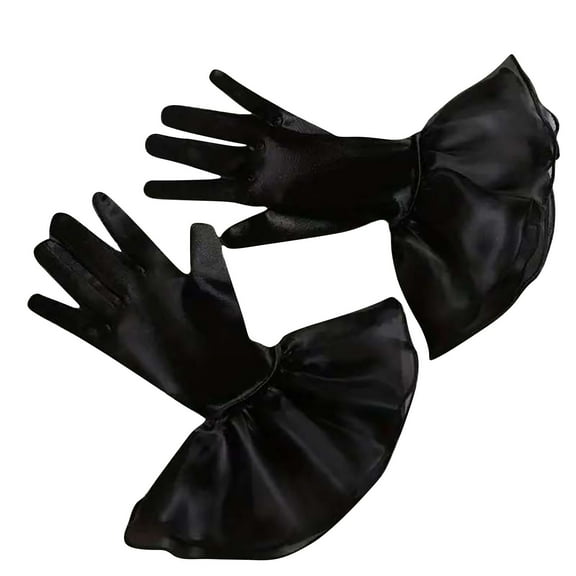 PureCasa Women's Gloves Christmas Gift for Women Puff Velvet Satin Mesh Opera Sheer Ruffled Banquet Wedding Dance Party Gloves