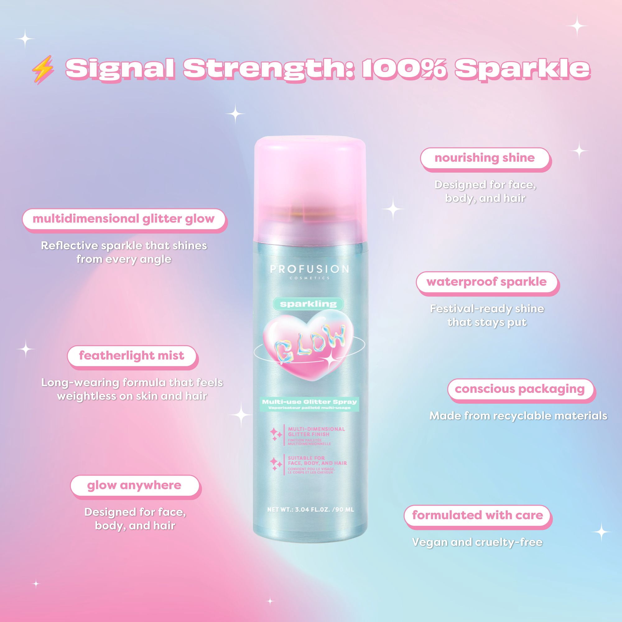 Profusion Cosmetics Out of this Glow - Sparkling Glow Multi-use Glitter Spray .74 fl oz