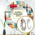 thumbnail image 3 of Designart "Gridlock Of Geometric Patterns In Green And Pink II" Geometric Rund Mirror For Wall Decor - Large Black Round Printed Mirror -Modern Round Living Room Mirror - 23" x 23", 3 of 6