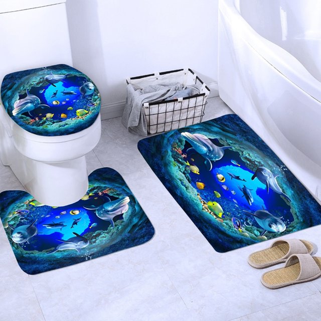 Set de baño Elephant Ocean Dolphin Deep Sea 3D Shower Curta