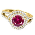 thumbnail image 2 of Mauli Jewels Rings for Women 1.60 Carat Diamond And Created Ruby Ring 4-prong 14k Yellow Gold, 2 of 6