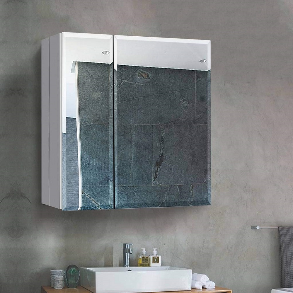 Taimei DIY Wall 2-Door Frameless Mirror Medicine Cabinet 30" Wx26" Hx4.5/8” D with Beveled edges, Color Satin, Bathroom Mirror Cabinet with Adjustable 2 Glass Shelves, Storage Cabinet by FOCA US - image 4 of 10