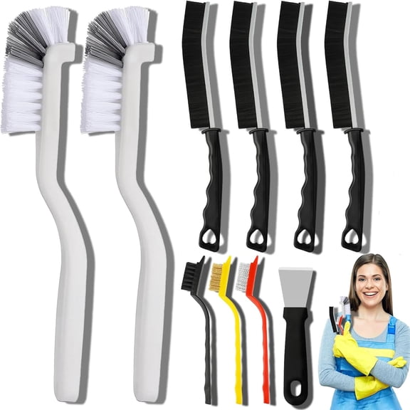 10PCS Hard Bristle Crevice Cleaning Brush Tool, Multifunctional Gap Scrub Brush for Home, Bathroom, Kitchen, Window Track, Bathtub, Vehicle, Faucets, Bowl, Teapot, Cup Use