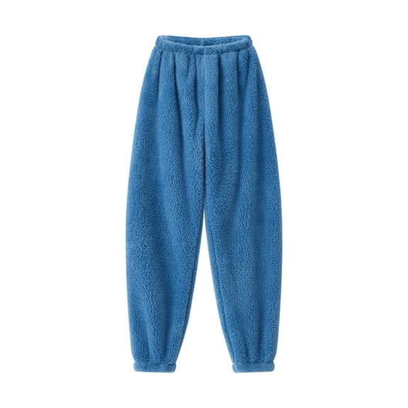 SGMVNU Women's Pajama Pants Elastic Waist Winter Warm Joggers Fuzzy Loungewear Bottoms Sleepwear Pj Pants(Dark Blue, XXL)