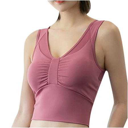 

Sports Bra for Womens Longline Padded Crop Tank Yoga Bras V Neck Breathable Wicking Workout Fitness Tops Underwear