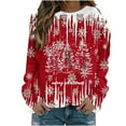 thumbnail image 2 of HOZADOIE Womens Sweatshirt Christmas Print Color Block Long Sleeve Crew Neck Fashionable Drop Shoulder Versatile Loose Regular Sweatshirt Blouse, 2 of 6