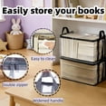thumbnail image 5 of Clear Book Storage Bag with Reinforced Handles - Heavy Duty Plastic Comic Book Organizer & DVD Storage Bin - Collapsible Media Tote with Zipper Lid for Books, Journals and Albums - 15" x 9.5" x 12.6", 5 of 7