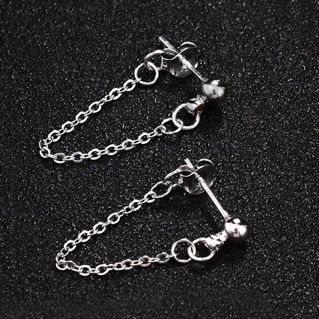 1 par de pendientes de forma forma forma de 4 mm con cadena con bisagras colgantes punk hombres mujeres pendientes Yinane Pendientes de torrera de la cadena