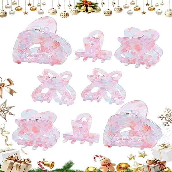 wonima11 Small Hair Claw Clips for Women: 8pcs Cute Pink Floral Clips for Fine Thin Short Hair Girls Teens-Y2K Tiny Jaw Claws Set Party Festival Gifts Use