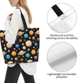thumbnail image 3 of Fotbe Planets In Deep Space Bolsa Tote Estética de Lona con Estampado para Mujer - Bolsa Reutilizable de Hombro Casual para Vacaciones, Compras, Trabajo y Gimnasio, 3 of 8