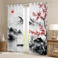 thumbnail image 2 of Homewish Red Peach Blossom Curtains Pack of 2 (42x84 Each),Japanese Fuji Mountain Curtains Blackout,Japanese Style Bedroom Curtains For Men Women,Super Cozy Room Decor, 2 of 6