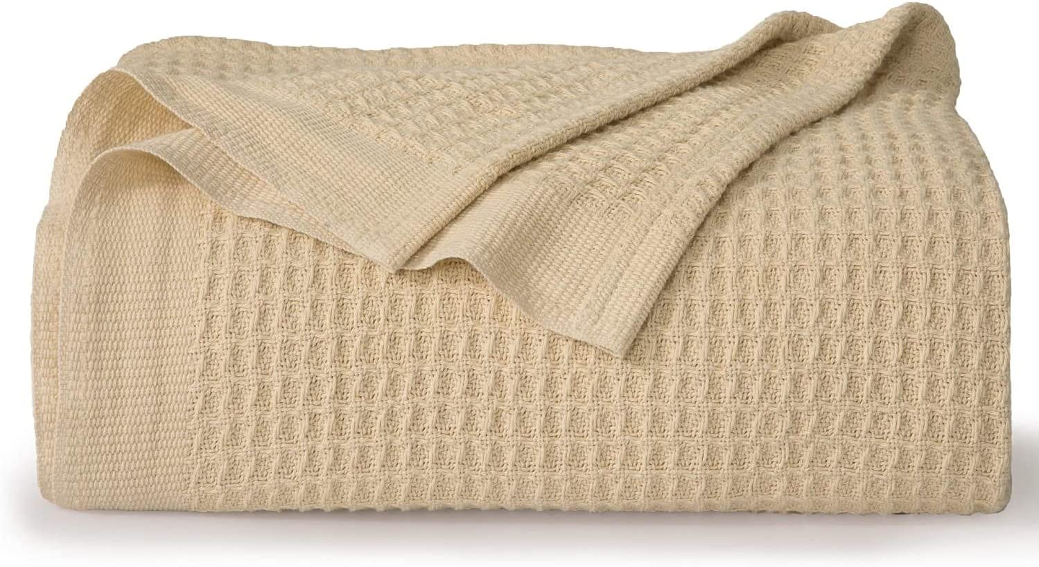 Kotton Culture 100% Cotton Waffle Weave Soft Blanket for Bed Or