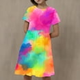 thumbnail image 2 of GERsome Girls Summer Dresses Short Sleeve Crewneck T-shirt Dresses Loose Beach Party Sundress Size 4-14 Years, 2 of 5