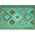 thumbnail image 1 of Ahgly Company Machine Washable Indoor Rectangle Southwestern Turquoise Blue Country Area Rugs, 2' x 5', 1 of 4