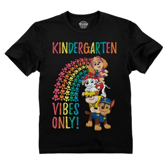 Paw Patrol Kindergarten T-Shirt - Cute Back to School Girls' Top - Fun Children's School Outfit Black 4T