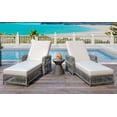 thumbnail image 3 of 2 Pieces Long Outdoor Lounge Chairs, Adjustable Pool Chairs with Armrests and Soft Removable Cushions Wicker Chaise Lounge Outdoor for Poolside, Patio and Garden, Beige+Grey, 3 of 9