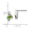 thumbnail image 3 of Auriga 14K White Gold Cushion Peridot and Diamond Stud Earrings for Women, 3 of 6