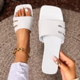 thumbnail image 2 of Xucatan Women's Square Toe Slide Sandals, Faux Leather Flat Slippers with Thin Sole, Open Toe Casual Summer Shoes, Versatile Everyday Beach Footwear Gift, 2 of 9