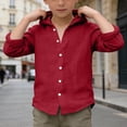 thumbnail image 5 of Shadoumai Boys Linen Shirt Long Sleeve Half Button Down Hooded Shirts Lightweight Summer Beach Tee Tops Kids Cotton Linen Hoodie, 5 of 6