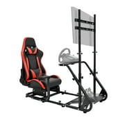 Supllueer Racing Sim Cockpit with Gaming Seat&Monitor Stand Fit Logitech GPRO Thrustmaster Fanatec