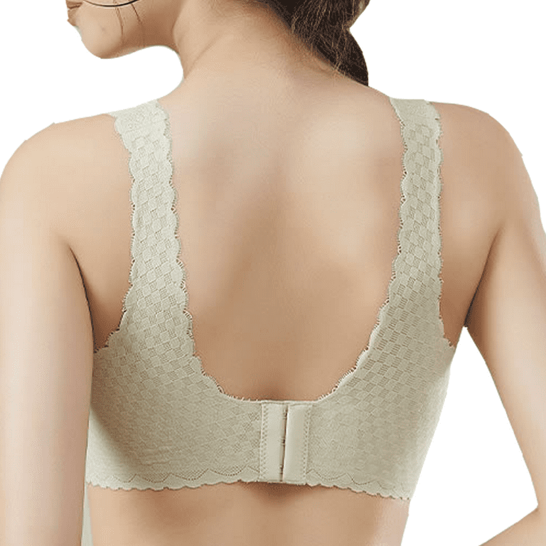 Sexy Lace Mastectomy Bras for Women Front Closure Underwear Wire Free  Breast Prosthesis Sports Bra with Pockets (Color : Beige, Size :  XXL/XX-Large)