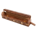 thumbnail image 5 of 2 Pack - Incense Stick Holder - Coffin Style - Wood Incense Stick Burner with Elephant Inlays (Natural) Handmade with Brass Inlays (Ying Yang), 5 of 6
